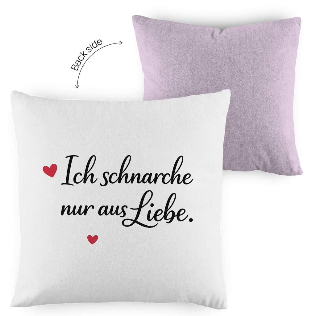 Kopfkissen zweifarbig „Ich schnarche nur aus Liebe“ – Lustiges Liebesgeschenk