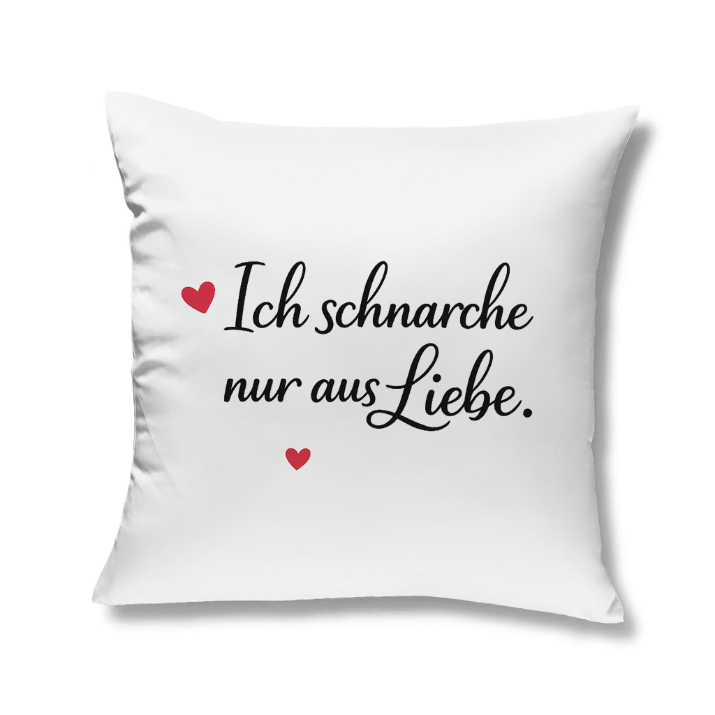 Kuscheliges Kopfkissen „Ich schnarche nur aus Liebe“ – romantisch & weich