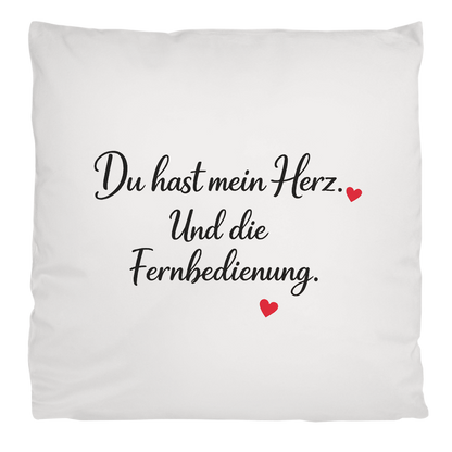 Flauschiges Kopfkissen „Du hast mein Herz. Und die Fernbedienung.“ – weich & kuschelig