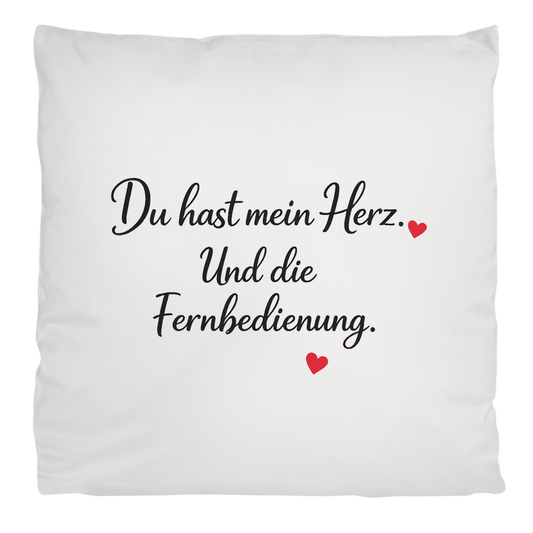 Flauschiges Kopfkissen „Du hast mein Herz. Und die Fernbedienung.“ – weich & kuschelig