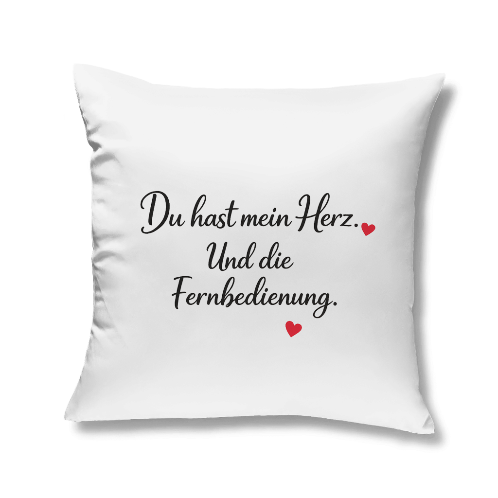 Kopfkissen „Du hast mein Herz. Und die Fernbedienung.“ – lustig & liebevoll