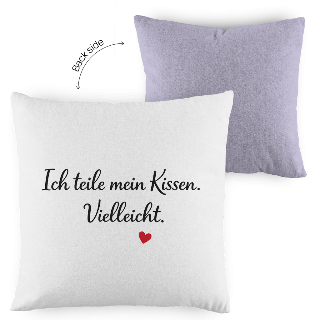 Zweifarbiges Kopfkissen „Ich teile mein Kissen. Vielleicht.“ – lustig & modern