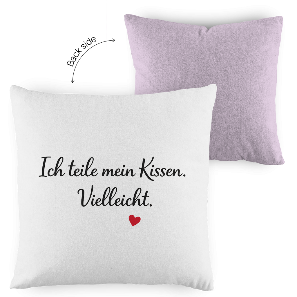 Zweifarbiges Kopfkissen „Ich teile mein Kissen. Vielleicht.“ – lustig & modern