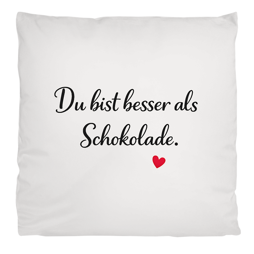 Flauschiges Kopfkissen „Du bist besser als Schokolade“ – weich & kuschelig