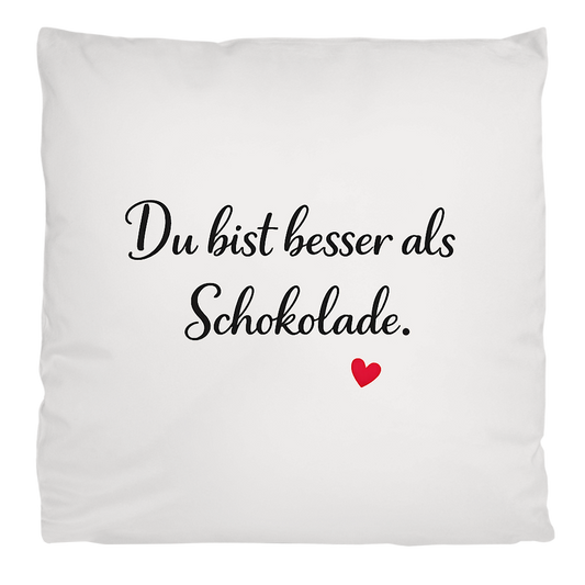 Flauschiges Kopfkissen „Du bist besser als Schokolade“ – weich & kuschelig