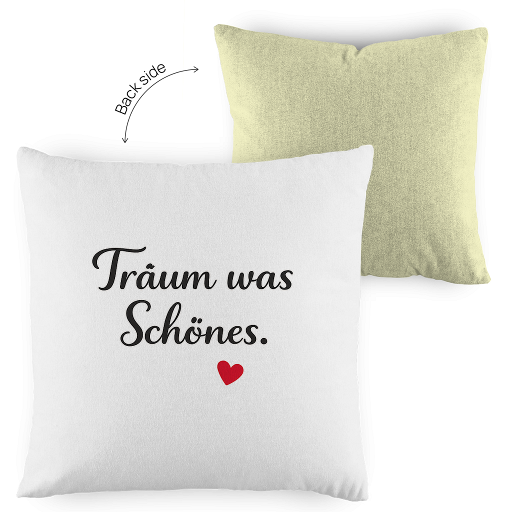 Zweifarbiges Kopfkissen „Träum was Schönes“ – romantisch & modern