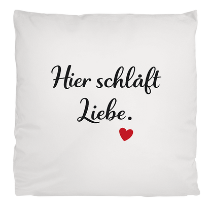 Flauschiges Kopfkissen „Hier schläft Liebe“ – weich & kuschelig