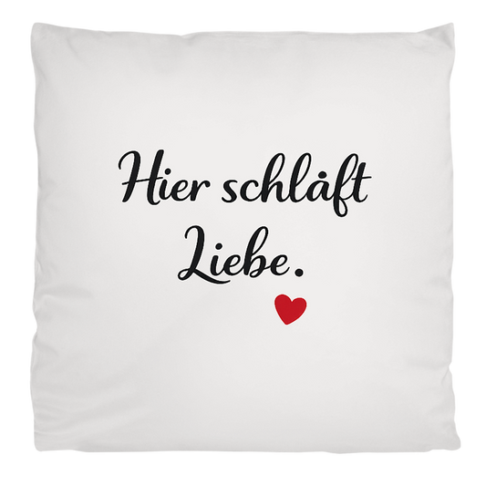 Flauschiges Kopfkissen „Hier schläft Liebe“ – weich & kuschelig