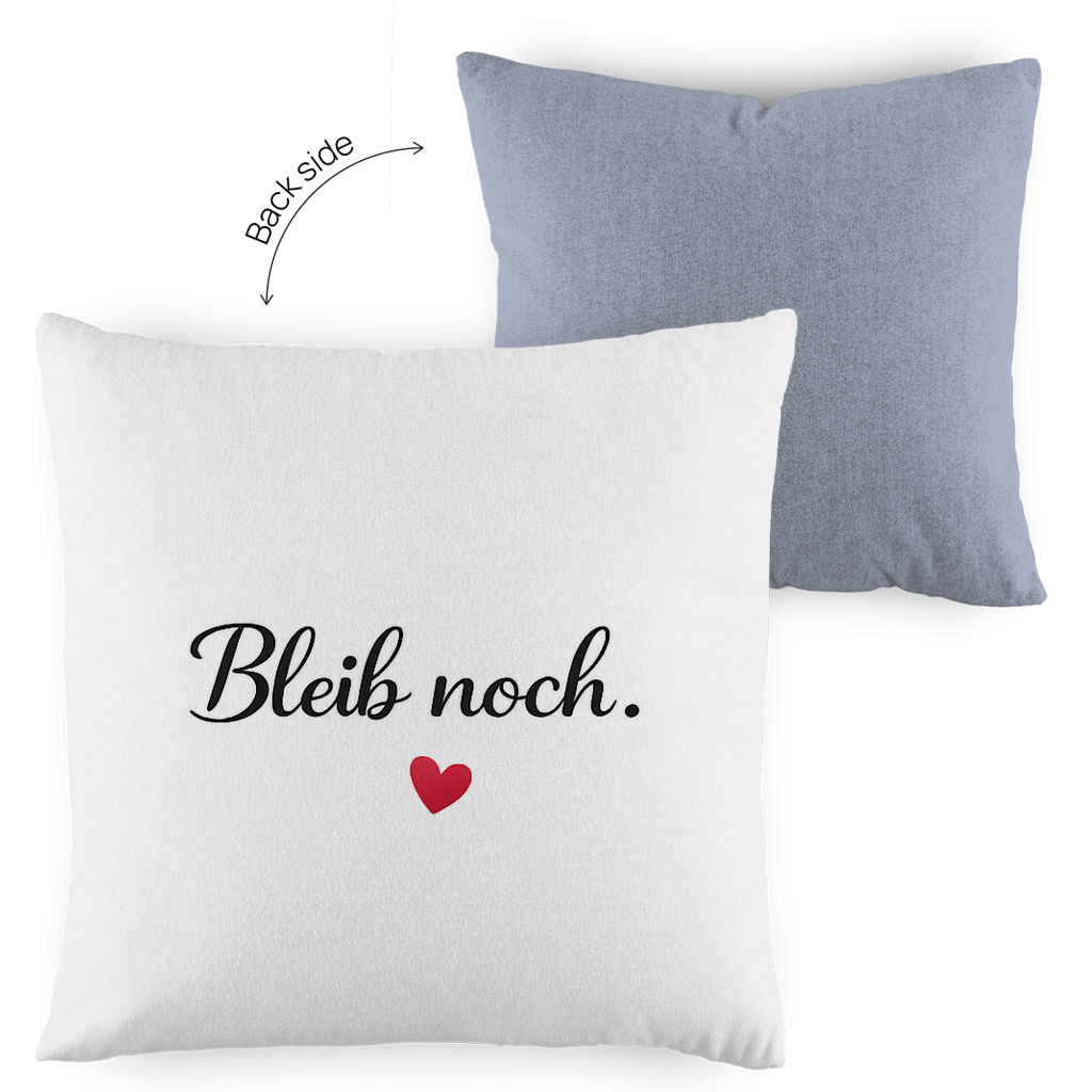Zweifarbiges Kopfkissen „Bleib noch“ – romantisch & modern