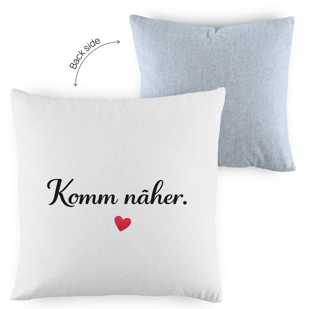 Zweifarbiges Kopfkissen „Komm näher“ – romantisch & modern