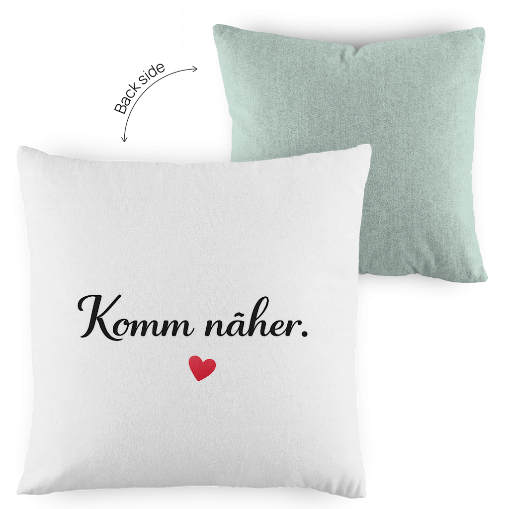Zweifarbiges Kopfkissen „Komm näher“ – romantisch & modern