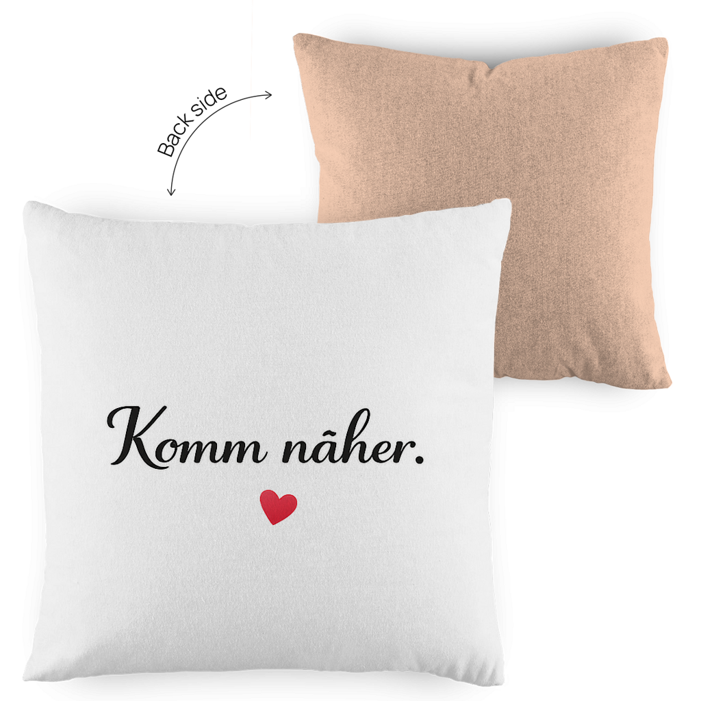 Zweifarbiges Kopfkissen „Komm näher“ – romantisch & modern