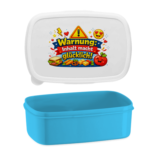 Lunchbox „Warnung: Inhalt macht glücklich!“ – Lustige Brotdose für Kinder & Erwachsene