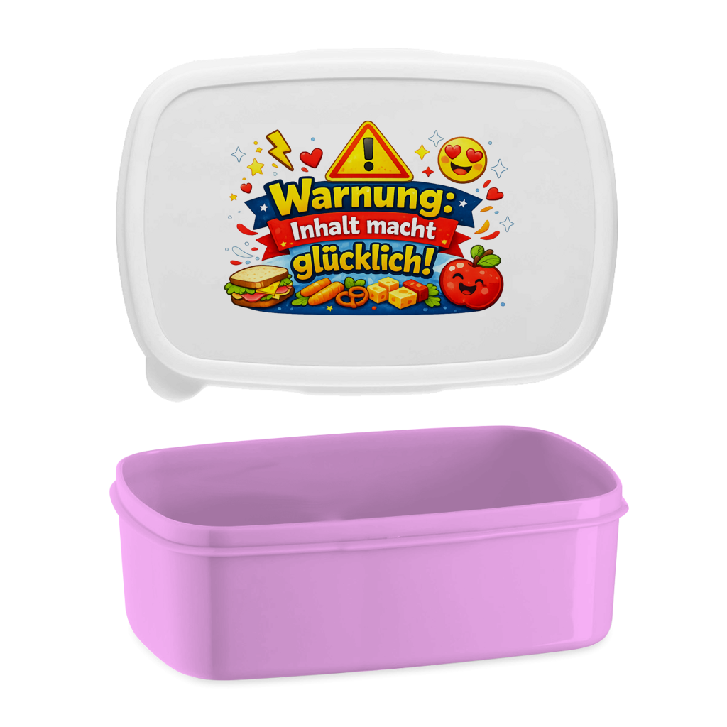 Lunchbox „Warnung: Inhalt macht glücklich!“ – Lustige Brotdose für Kinder & Erwachsene