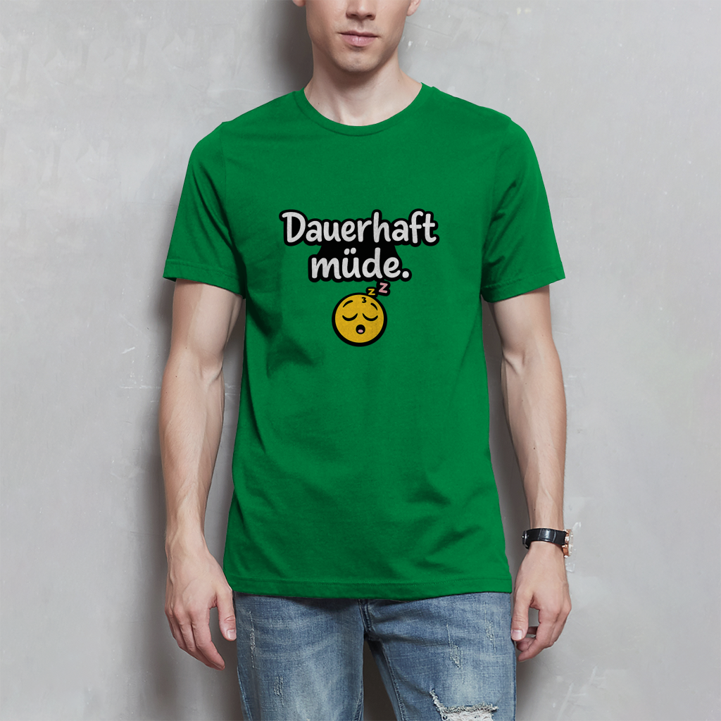 Herren T-Shirt „Dauerhaft müde“ – Lustiger Spruch Shirt für Alltag, Freizeit & Geschenk
