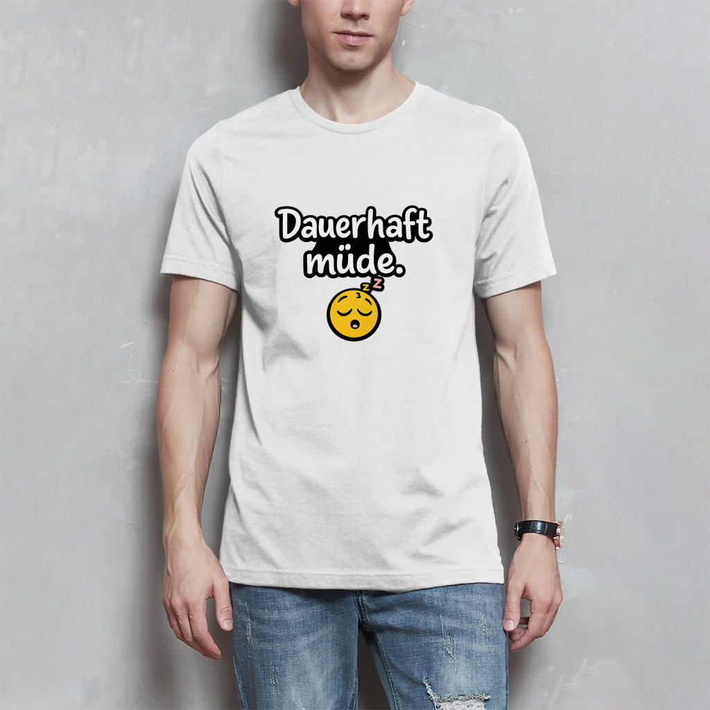 Herren T-Shirt „Dauerhaft müde“ – Lustiger Spruch Shirt für Alltag, Freizeit & Geschenk