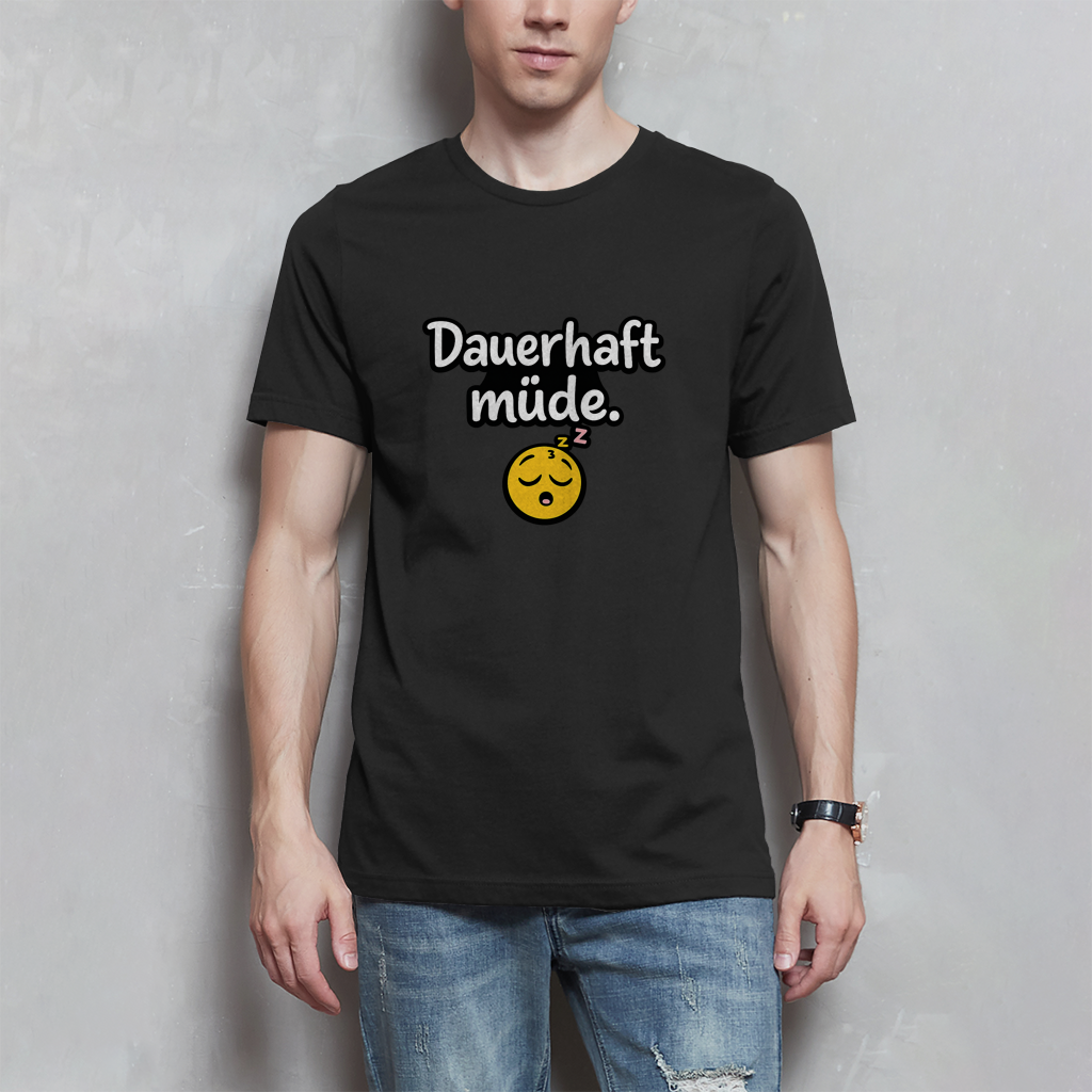 Herren T-Shirt „Dauerhaft müde“ – Lustiger Spruch Shirt für Alltag, Freizeit & Geschenk