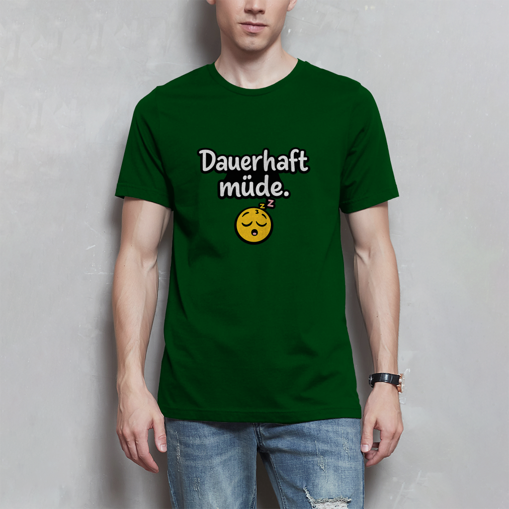 Herren T-Shirt „Dauerhaft müde“ – Lustiger Spruch Shirt für Alltag, Freizeit & Geschenk