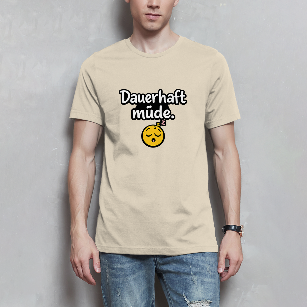 Herren T-Shirt „Dauerhaft müde“ – Lustiger Spruch Shirt für Alltag, Freizeit & Geschenk