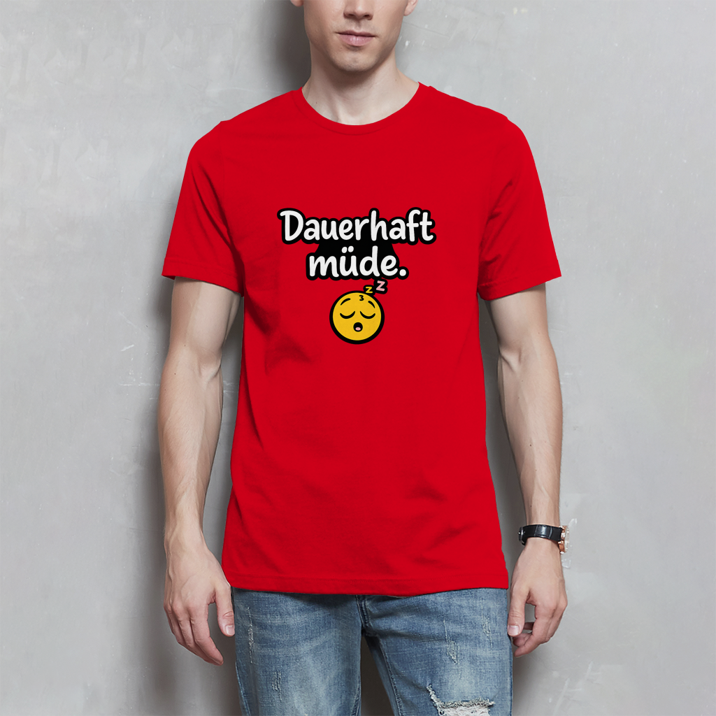 Herren T-Shirt „Dauerhaft müde“ – Lustiger Spruch Shirt für Alltag, Freizeit & Geschenk