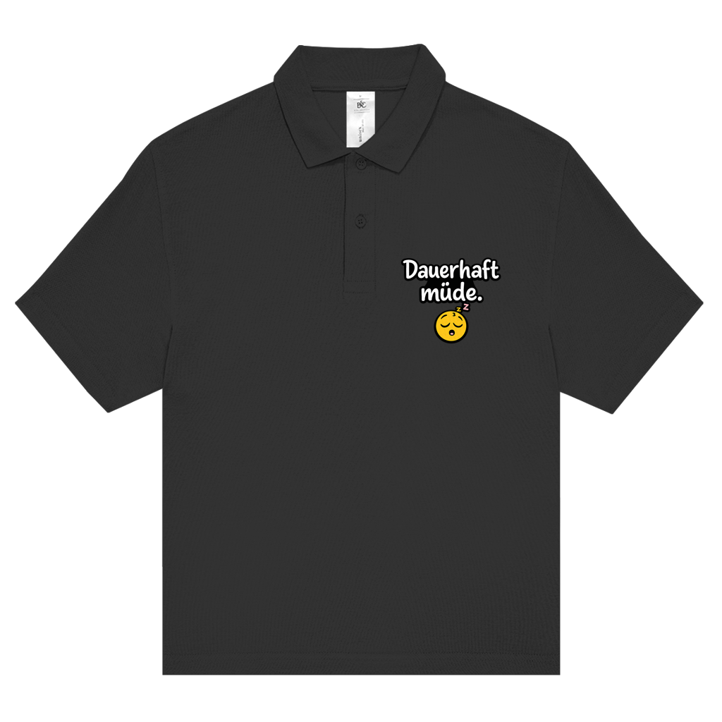 Unisex Poloshirt „Dauerhaft müde“ – Lustiger Spruch & bequemes Statement-Shirt