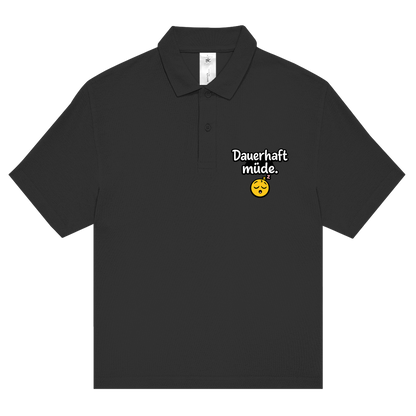 Unisex Poloshirt „Dauerhaft müde“ – Lustiger Spruch & bequemes Statement-Shirt