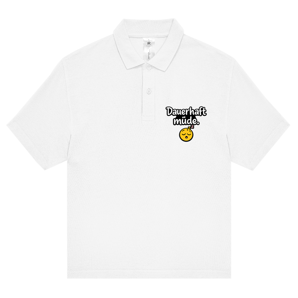 Unisex Poloshirt „Dauerhaft müde“ – Lustiger Spruch & bequemes Statement-Shirt