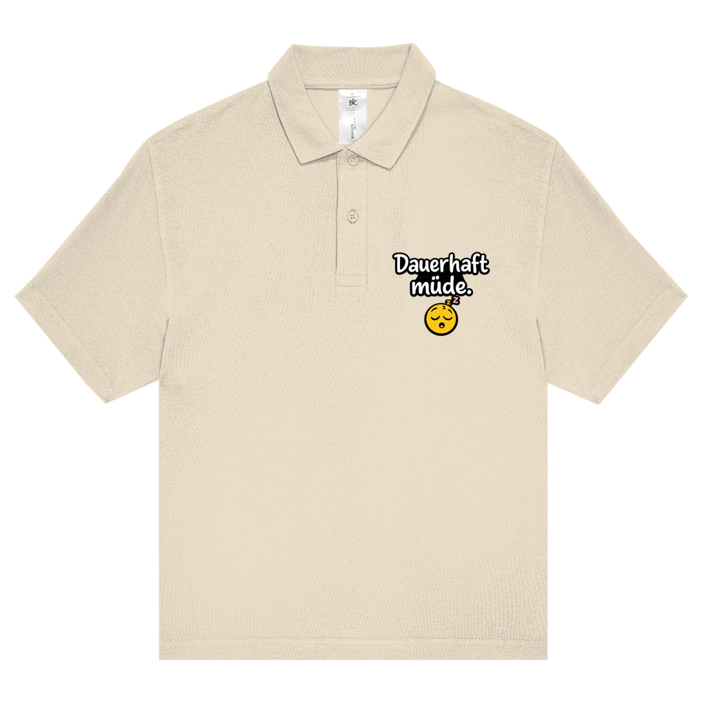 Unisex Poloshirt „Dauerhaft müde“ – Lustiger Spruch & bequemes Statement-Shirt