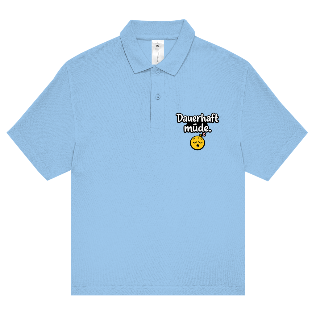 Unisex Poloshirt „Dauerhaft müde“ – Lustiger Spruch & bequemes Statement-Shirt