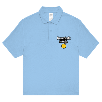 Unisex Poloshirt „Dauerhaft müde“ – Lustiger Spruch & bequemes Statement-Shirt