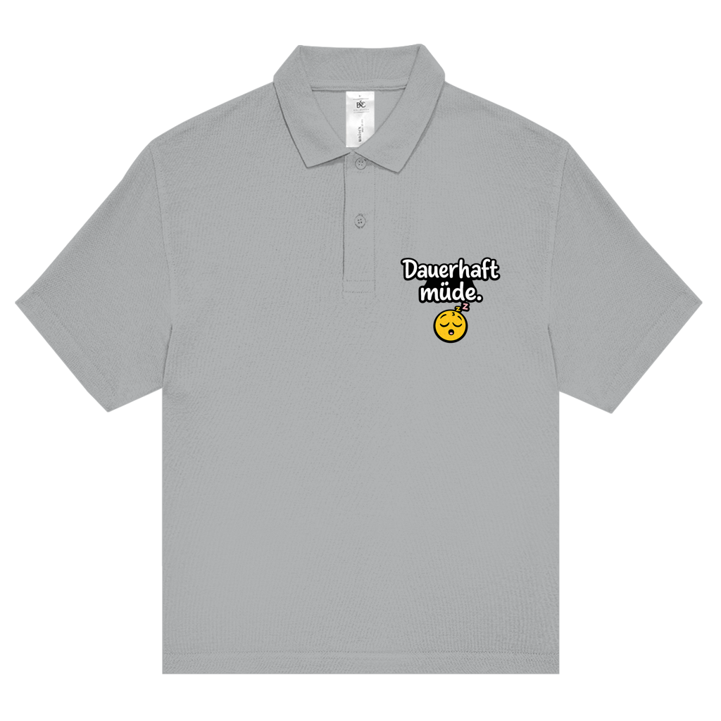 Unisex Poloshirt „Dauerhaft müde“ – Lustiger Spruch & bequemes Statement-Shirt