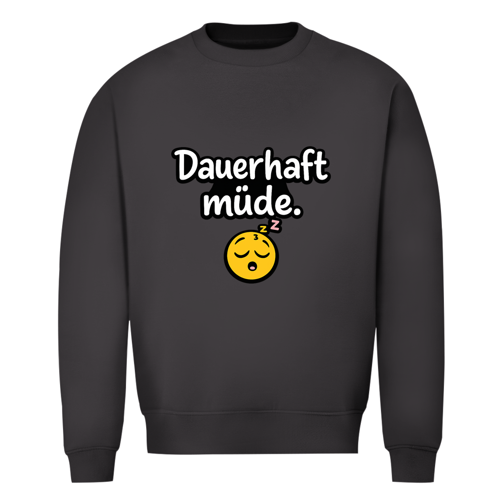 Herren Sweatshirt „Dauerhaft müde“ – Lustiger Spruch Sweatshirt für Alltag & Freizeit