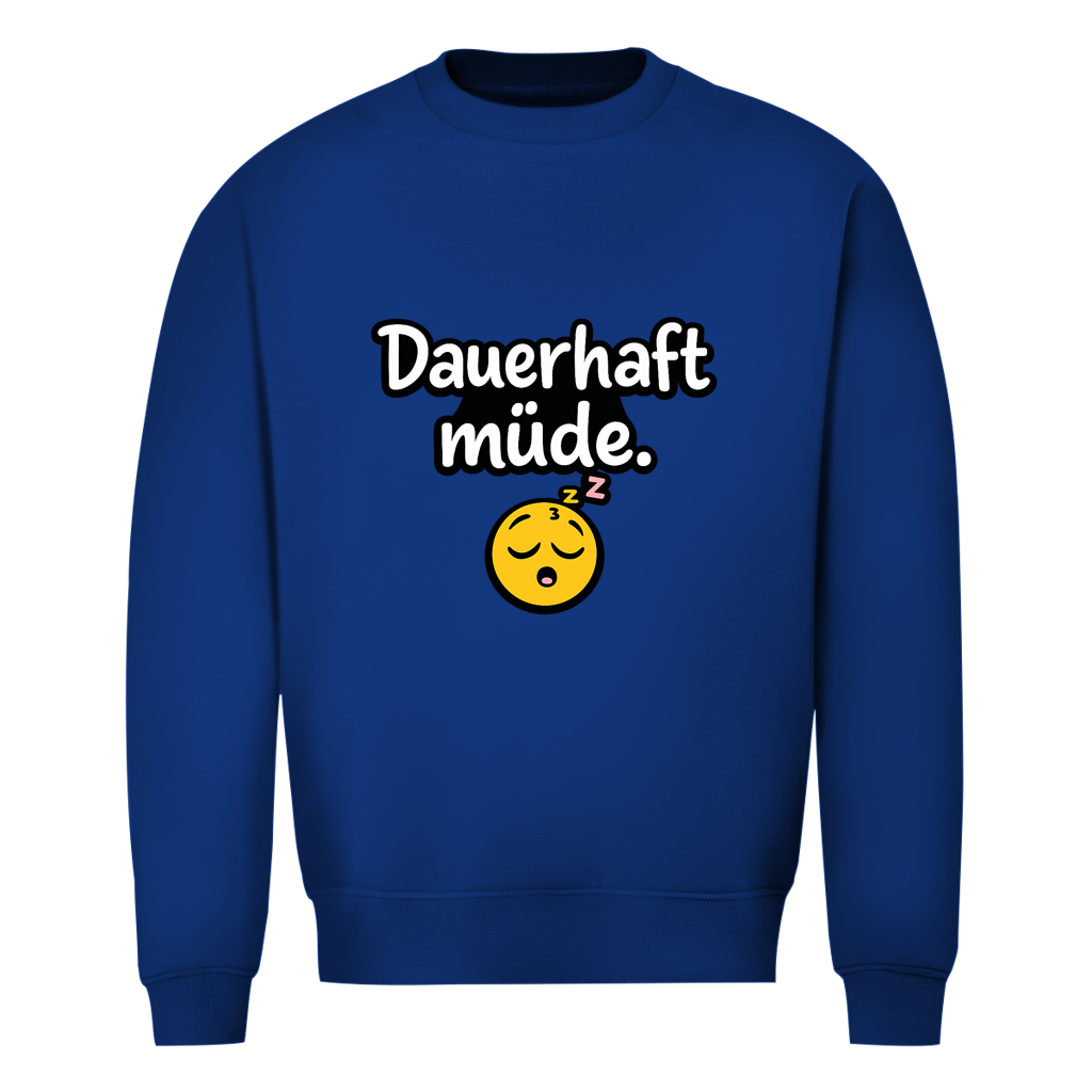 Herren Sweatshirt „Dauerhaft müde“ – Lustiger Spruch Sweatshirt für Alltag & Freizeit