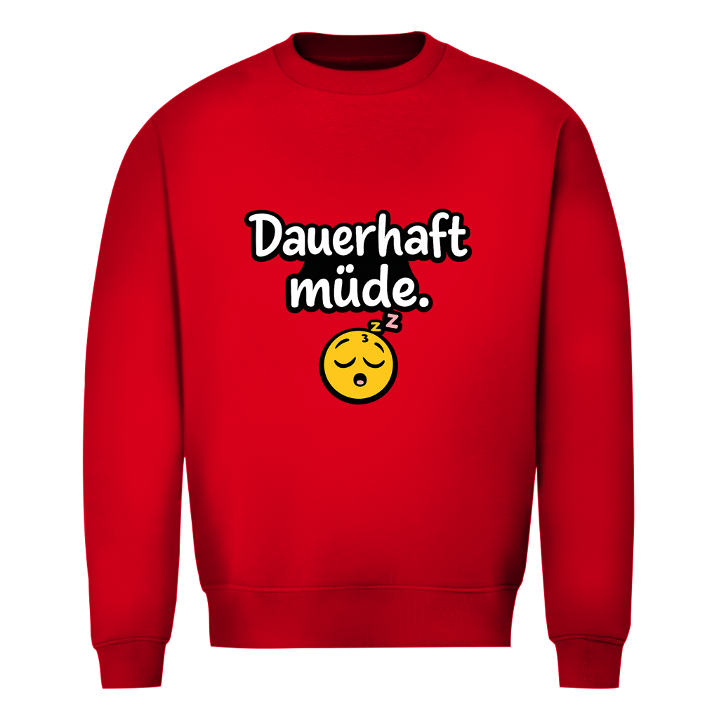 Herren Sweatshirt „Dauerhaft müde“ – Lustiger Spruch Sweatshirt für Alltag & Freizeit