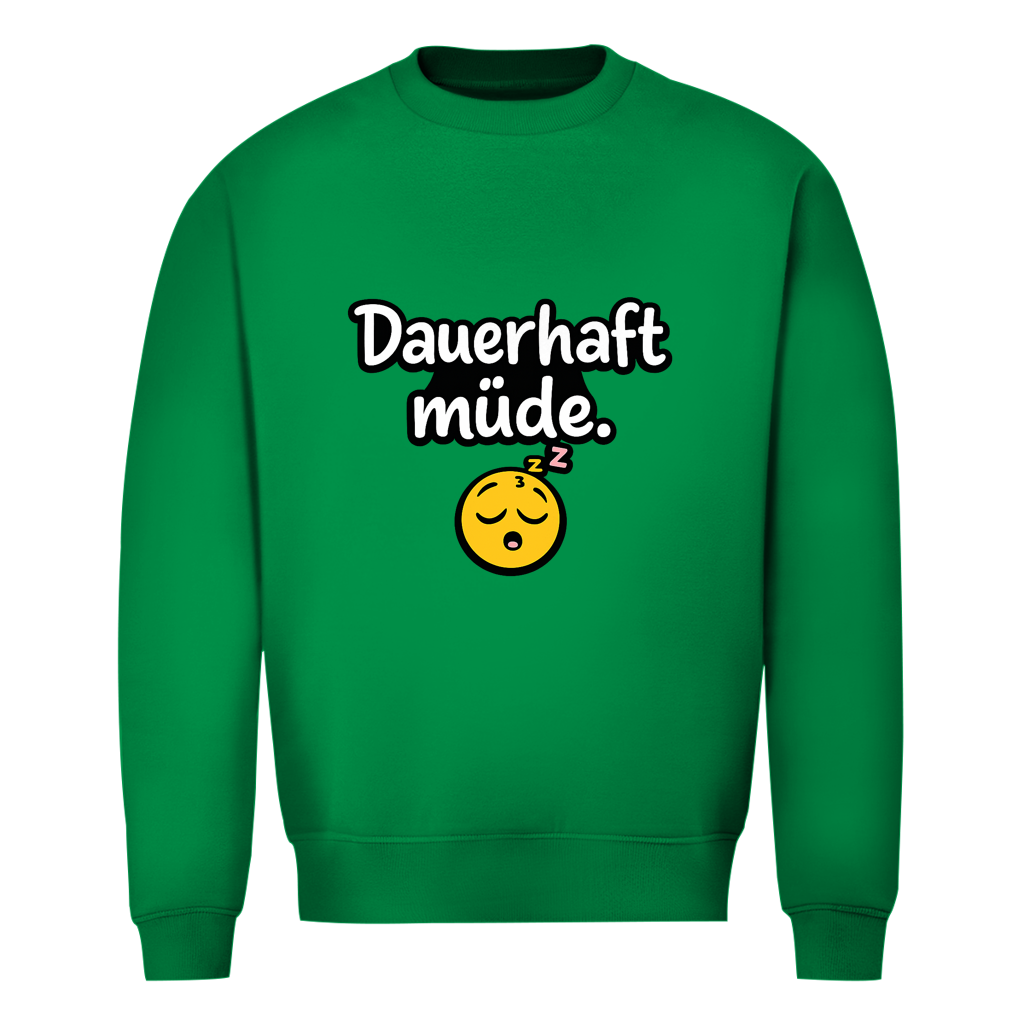 Herren Sweatshirt „Dauerhaft müde“ – Lustiger Spruch Sweatshirt für Alltag & Freizeit
