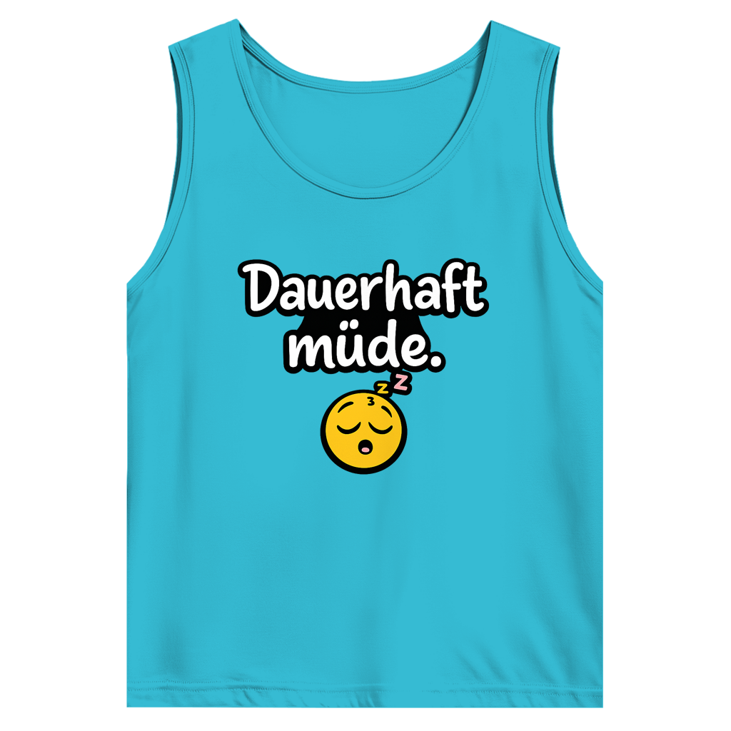 Herren Basic Tank Top „Dauerhaft müde“ – Lustiger Spruch Tanktop für Alltag & Freizeit