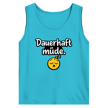 Herren Basic Tank Top „Dauerhaft müde“ – Lustiger Spruch Tanktop für Alltag & Freizeit