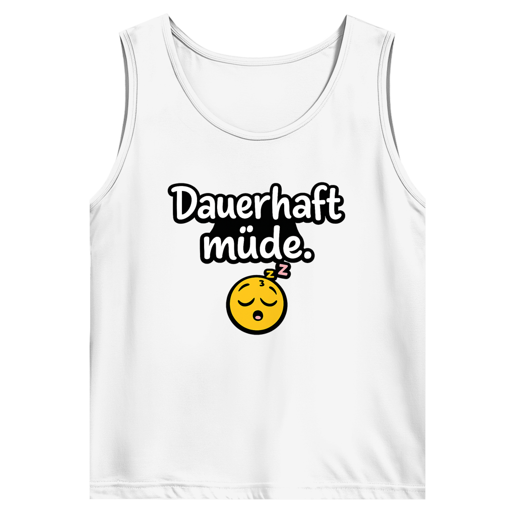 Herren Basic Tank Top „Dauerhaft müde“ – Lustiger Spruch Tanktop für Alltag & Freizeit