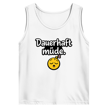 Herren Basic Tank Top „Dauerhaft müde“ – Lustiger Spruch Tanktop für Alltag & Freizeit