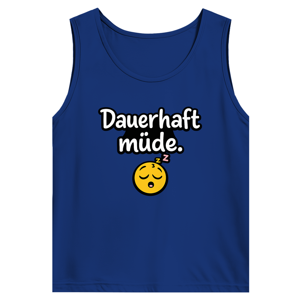 Herren Basic Tank Top „Dauerhaft müde“ – Lustiger Spruch Tanktop für Alltag & Freizeit