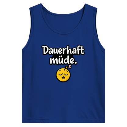 Herren Basic Tank Top „Dauerhaft müde“ – Lustiger Spruch Tanktop für Alltag & Freizeit