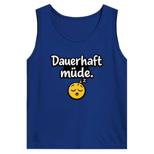 Herren Basic Tank Top „Dauerhaft müde“ – Lustiger Spruch Tanktop für Alltag & Freizeit