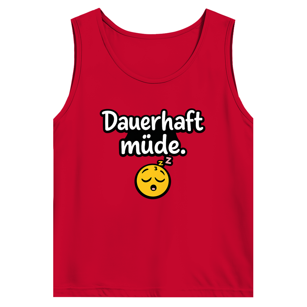 Herren Basic Tank Top „Dauerhaft müde“ – Lustiger Spruch Tanktop für Alltag & Freizeit