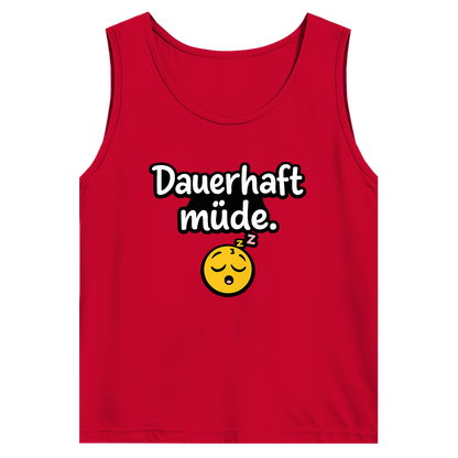 Herren Basic Tank Top „Dauerhaft müde“ – Lustiger Spruch Tanktop für Alltag & Freizeit