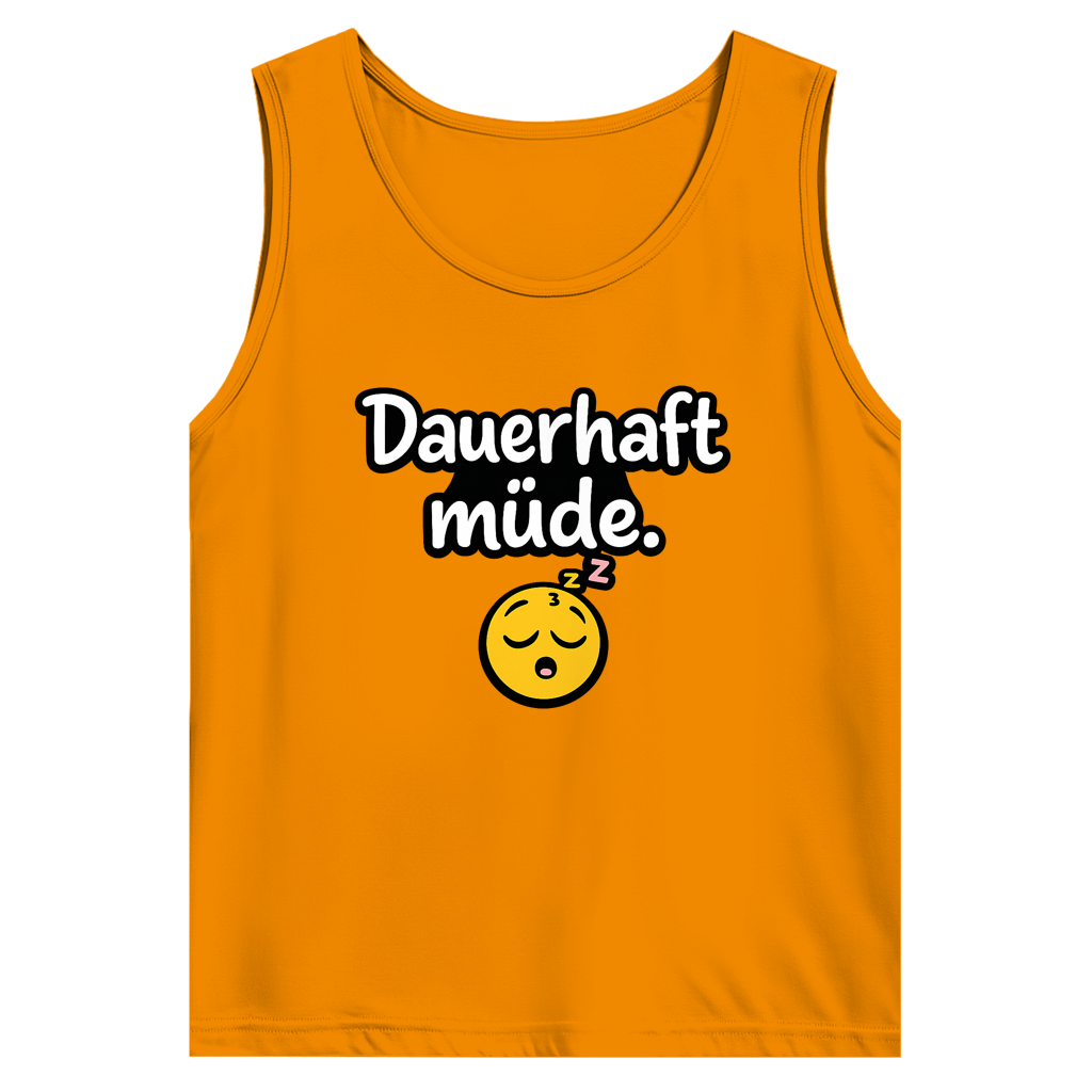 Herren Basic Tank Top „Dauerhaft müde“ – Lustiger Spruch Tanktop für Alltag & Freizeit