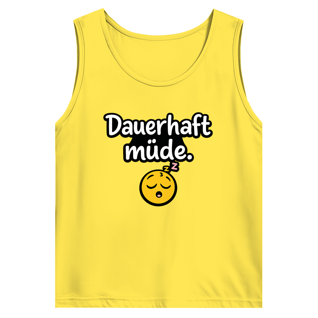 Herren Basic Tank Top „Dauerhaft müde“ – Lustiger Spruch Tanktop für Alltag & Freizeit