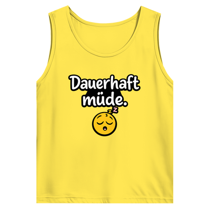 Herren Basic Tank Top „Dauerhaft müde“ – Lustiger Spruch Tanktop für Alltag & Freizeit