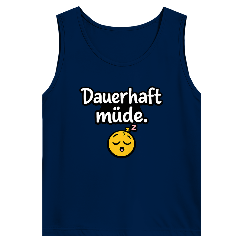 Herren Basic Tank Top „Dauerhaft müde“ – Lustiger Spruch Tanktop für Alltag & Freizeit