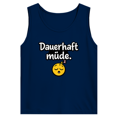 Herren Basic Tank Top „Dauerhaft müde“ – Lustiger Spruch Tanktop für Alltag & Freizeit