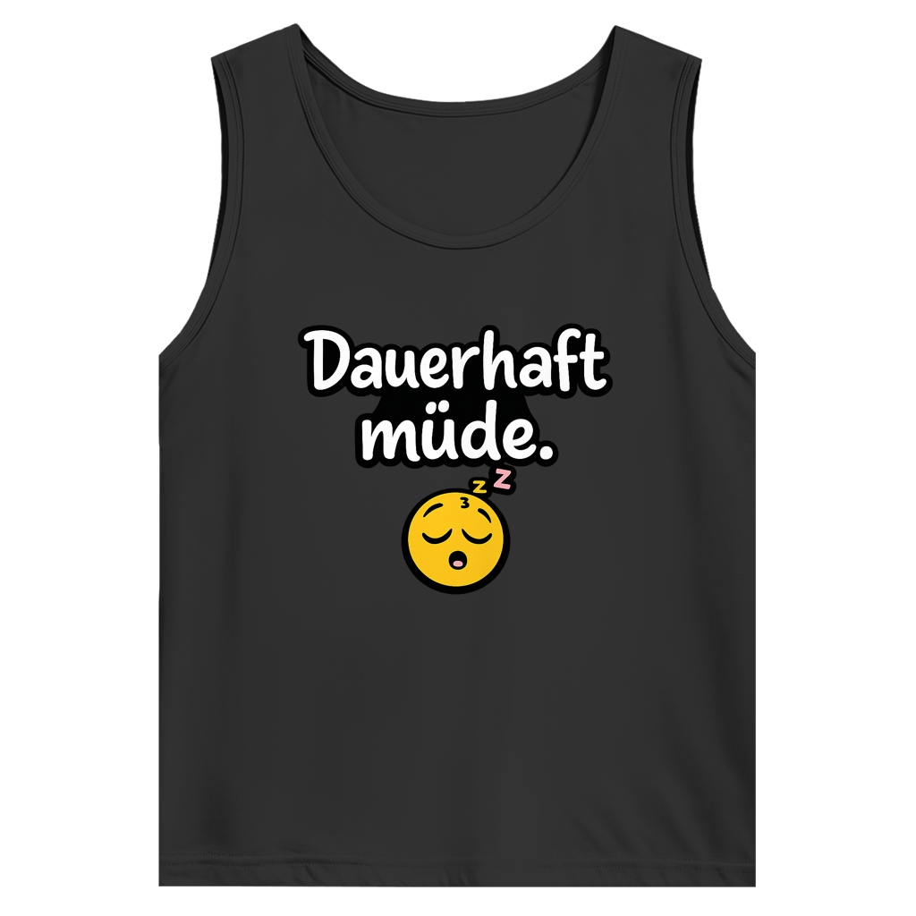 Herren Basic Tank Top „Dauerhaft müde“ – Lustiger Spruch Tanktop für Alltag & Freizeit